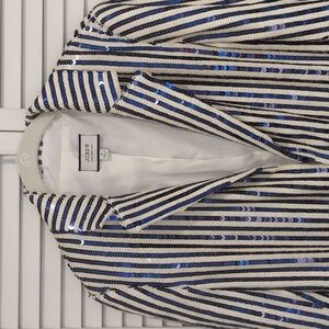 J. Crew Sequin Navy Strip Blazer
